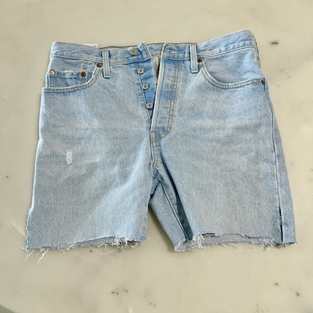 Levis 501 S 100% Cotton 93 Cut Off 5” Inseam Denim Shorts Light Wash Mens 29x30